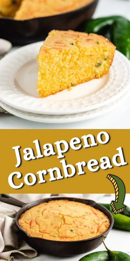 Two photos of jalapeno cornbread in a collage.