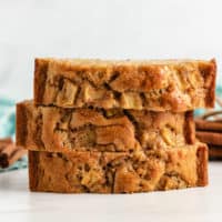 Stack of pieces of apple bread.