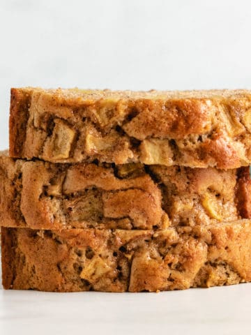 Stack of pieces of apple bread.