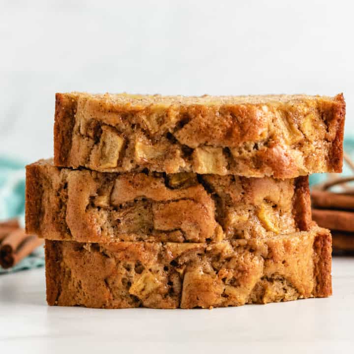 Apple Cinnamon Bread Stack of pieces of apple bread.