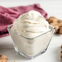 Ginger infused whipped cream in a serving dish.