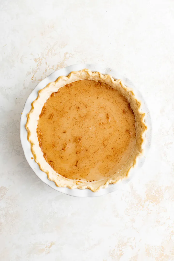 Top down view of unbaked water pie.