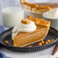 Butterscotch pie with whipped cream.
