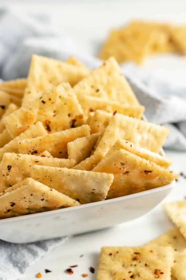 Close up view of alabama crackers in a dish.