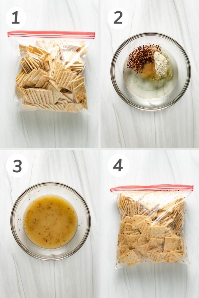 Collage showing how to make an Alabama firecrackers recipe.