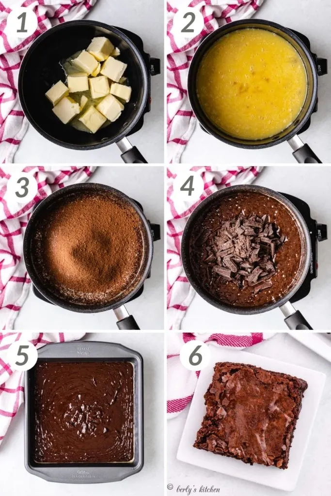 Collage showing how to make homemade brownies.