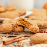 Cinnamon sticks and pumpkin snickerdoodles cooling.