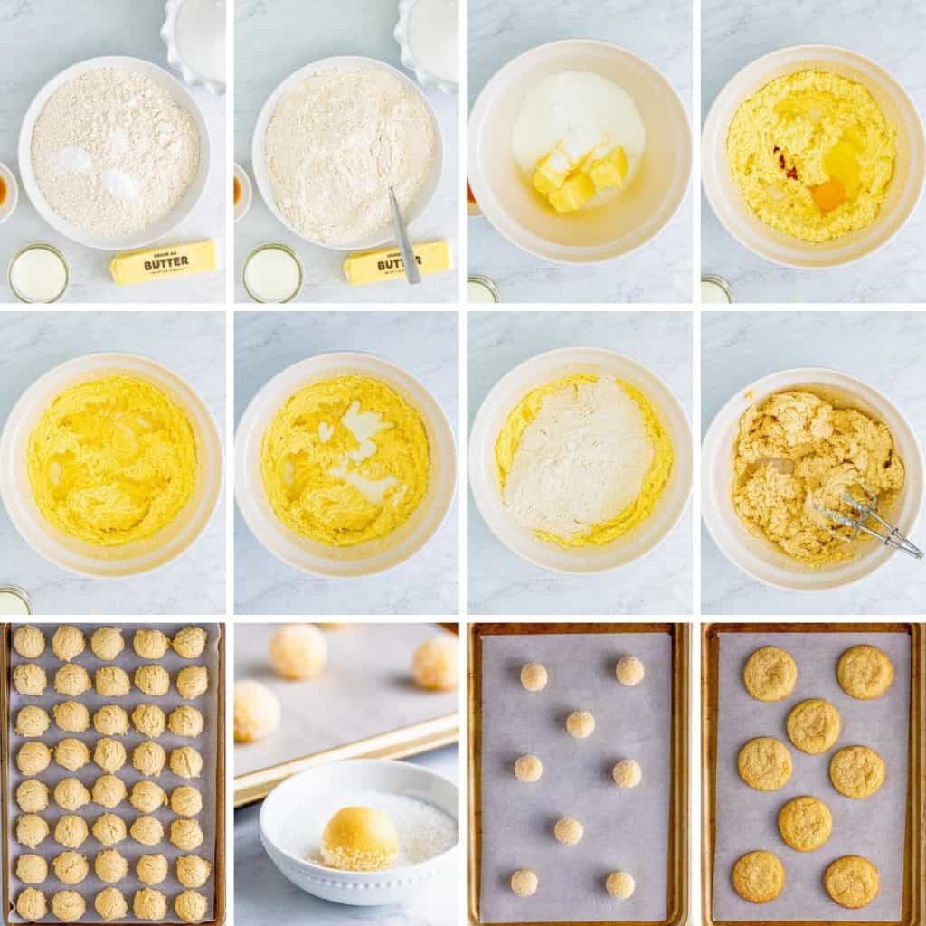 Collage showing how to make sugar cookies.