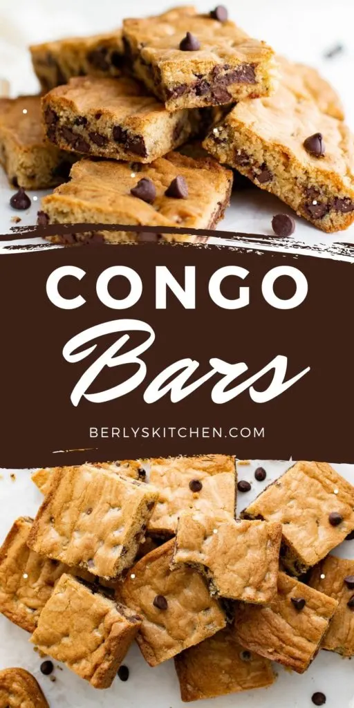 Two photos of congo bars in a collage.