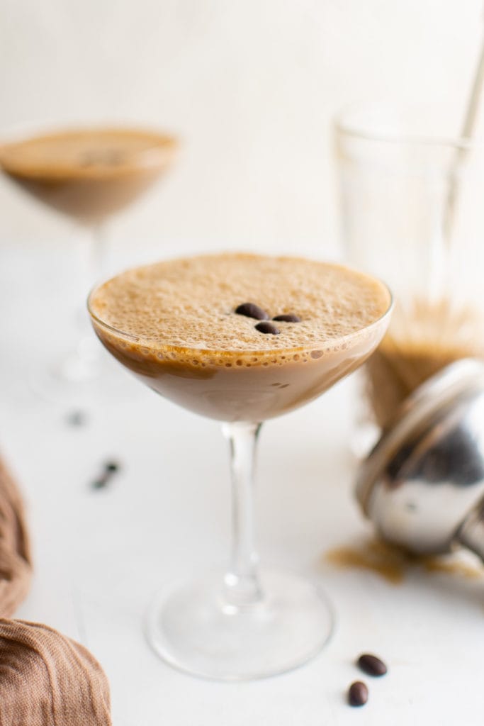 Coffee flavored martinis with foam.