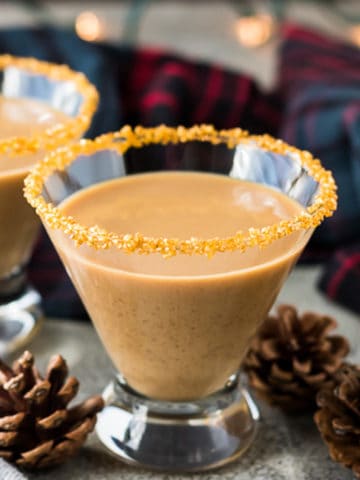 Gingerbread martini served in small glasses.