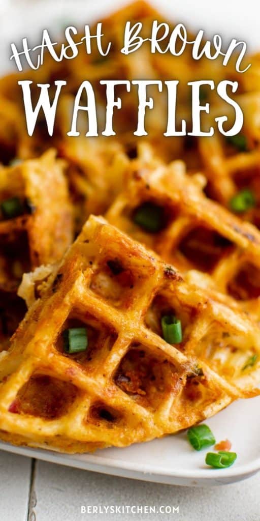 Close up view of hash brown waffles.