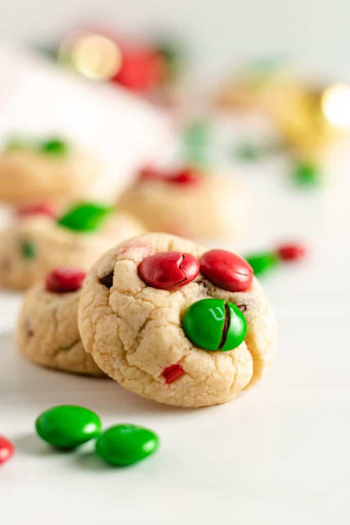 Mini christmas cookie with chocolate candy.