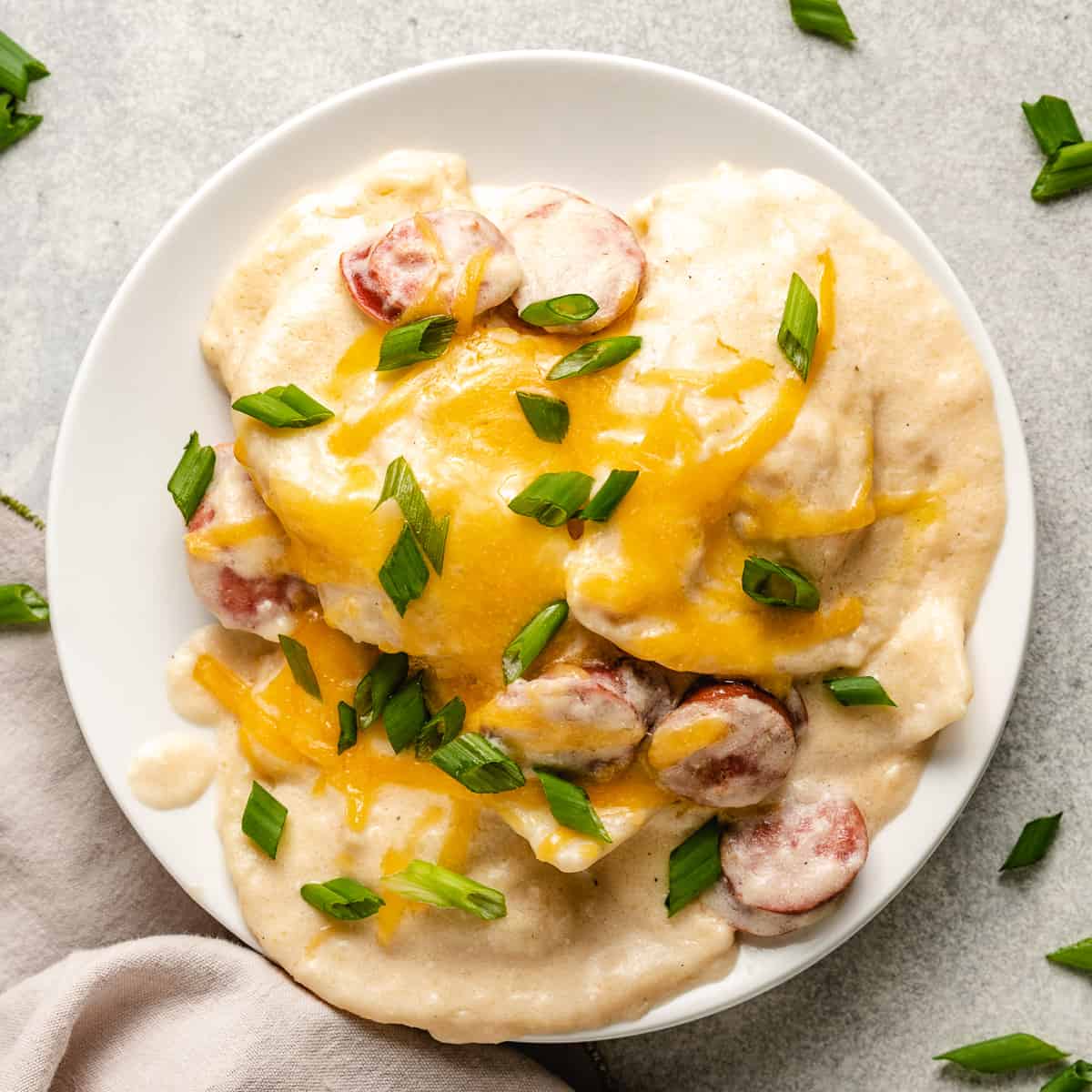 Crockpot pierogi and kielbasa casserole