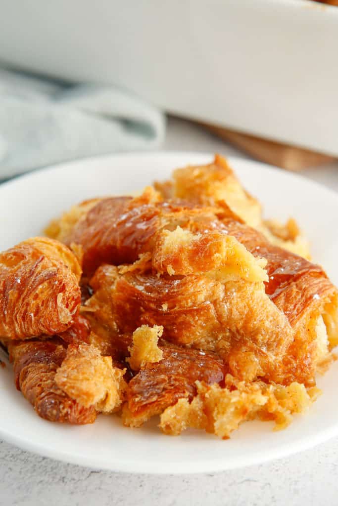 French toast bake on a white plate.