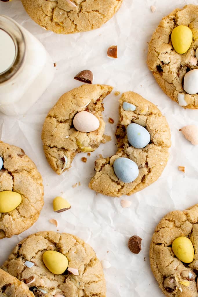 Cookie broken in half.