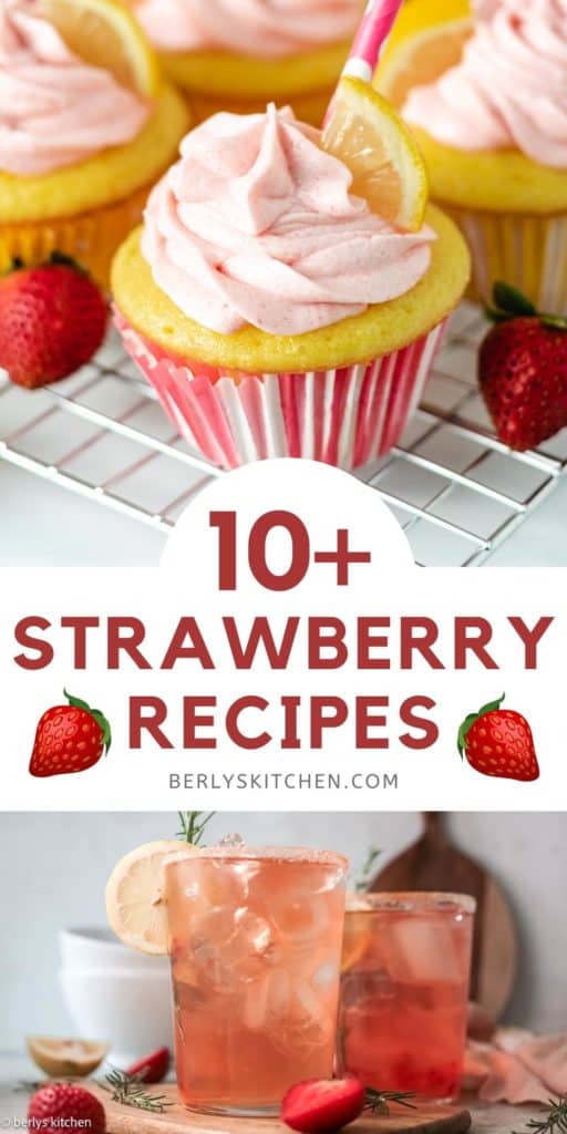 Strawberry recipes in a collage form.