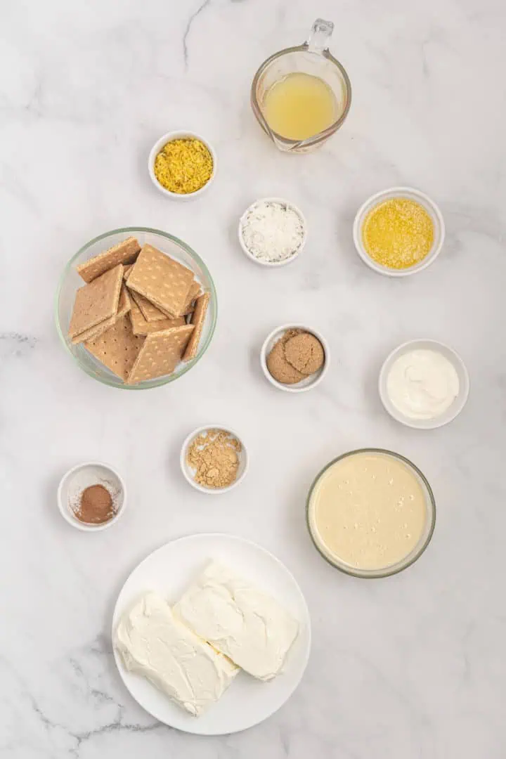 Ingredients needed for lemon icebox pie.