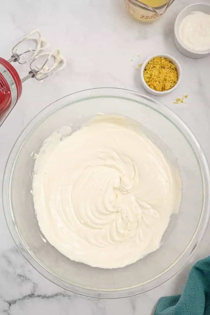 Cream cheese and sweetened condensed milk mixed together.