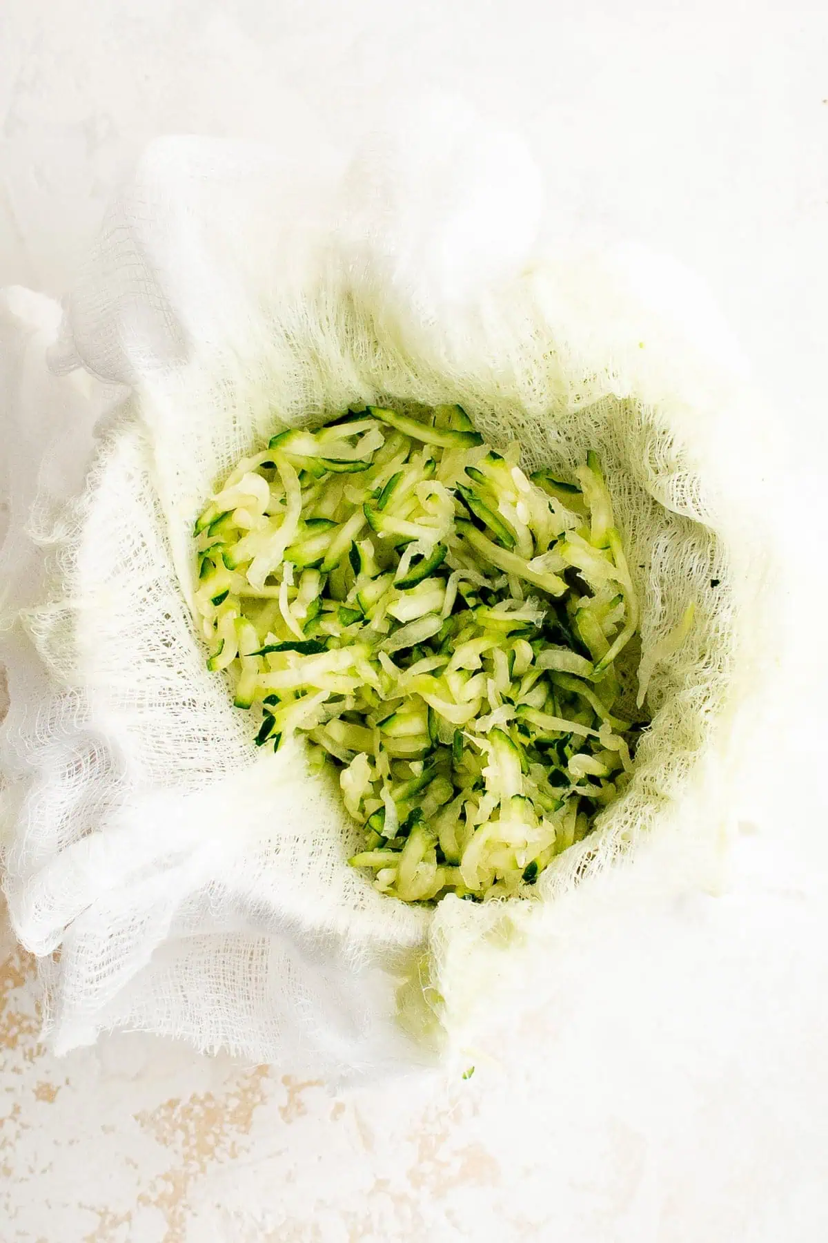 Drained and shredded zucchini.