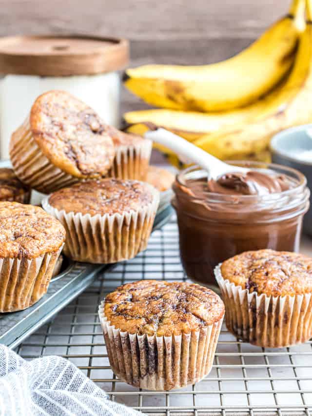 Muffins on a cooling rack.