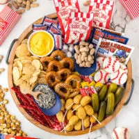 Top down view of a summer snack board.