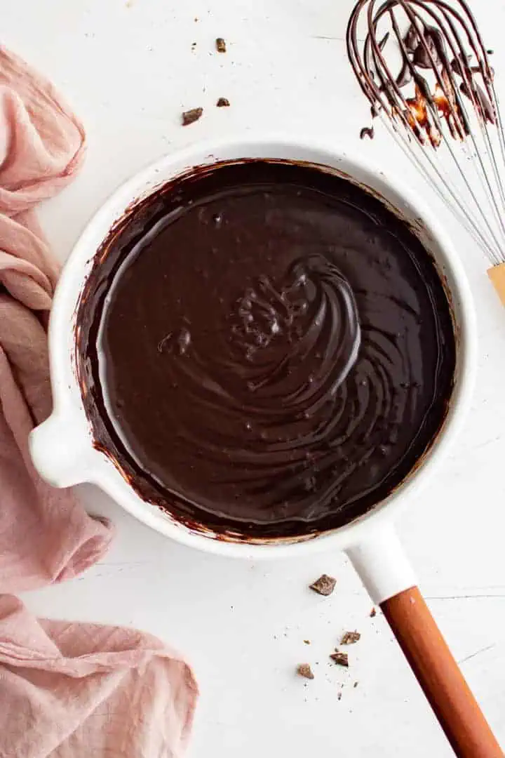 Chocolate sauce in a pan.