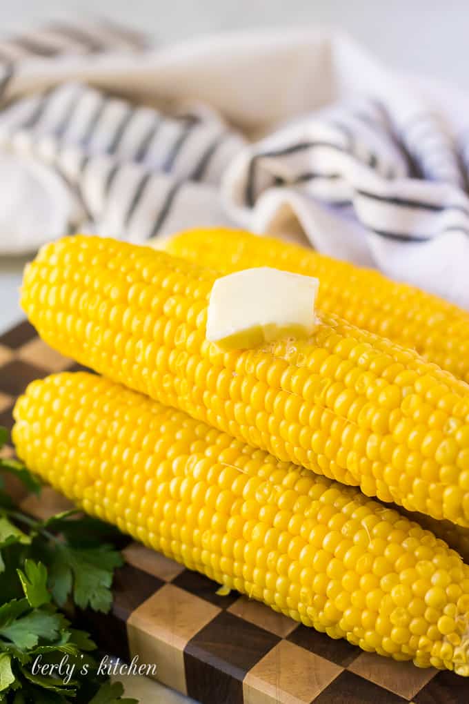 Corn on the cob with melting butter.