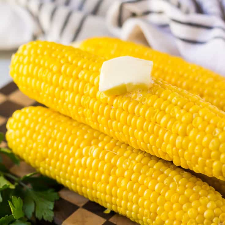 Corn on the cob with butter.