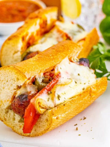 Italian sausage sandwiches with cheese.