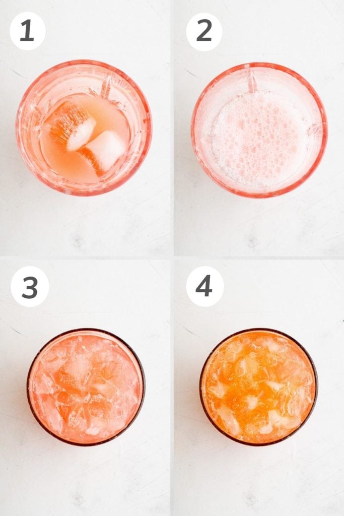 Collage showing how to make a mai tai.