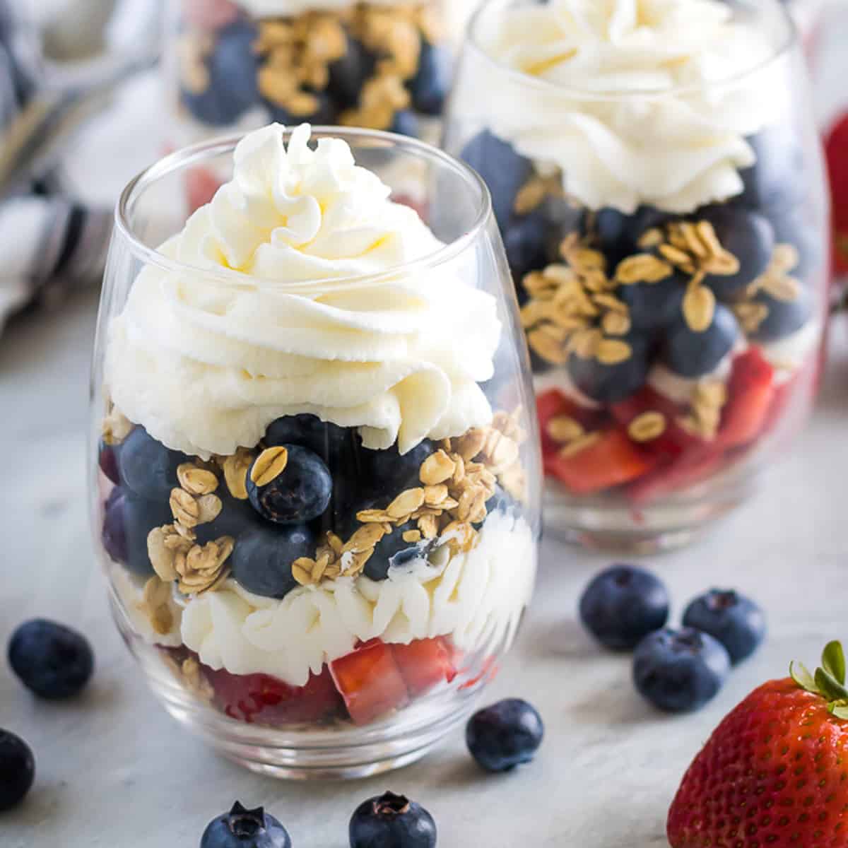 Strawberry blueberry granola parfait