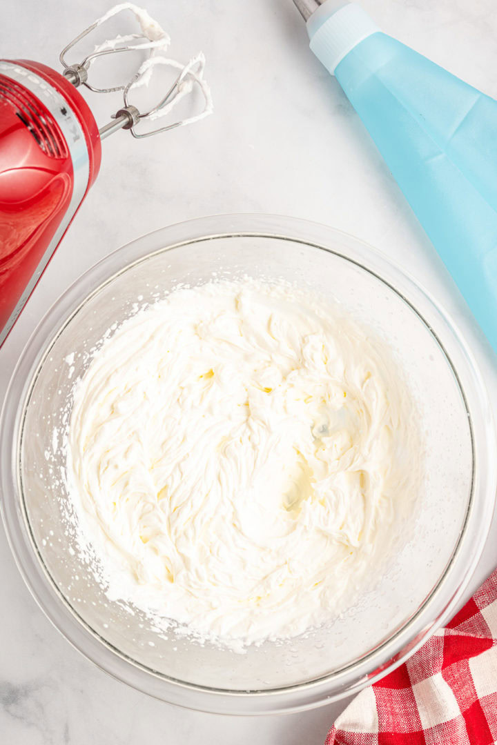 Whipped cream in a bowl.