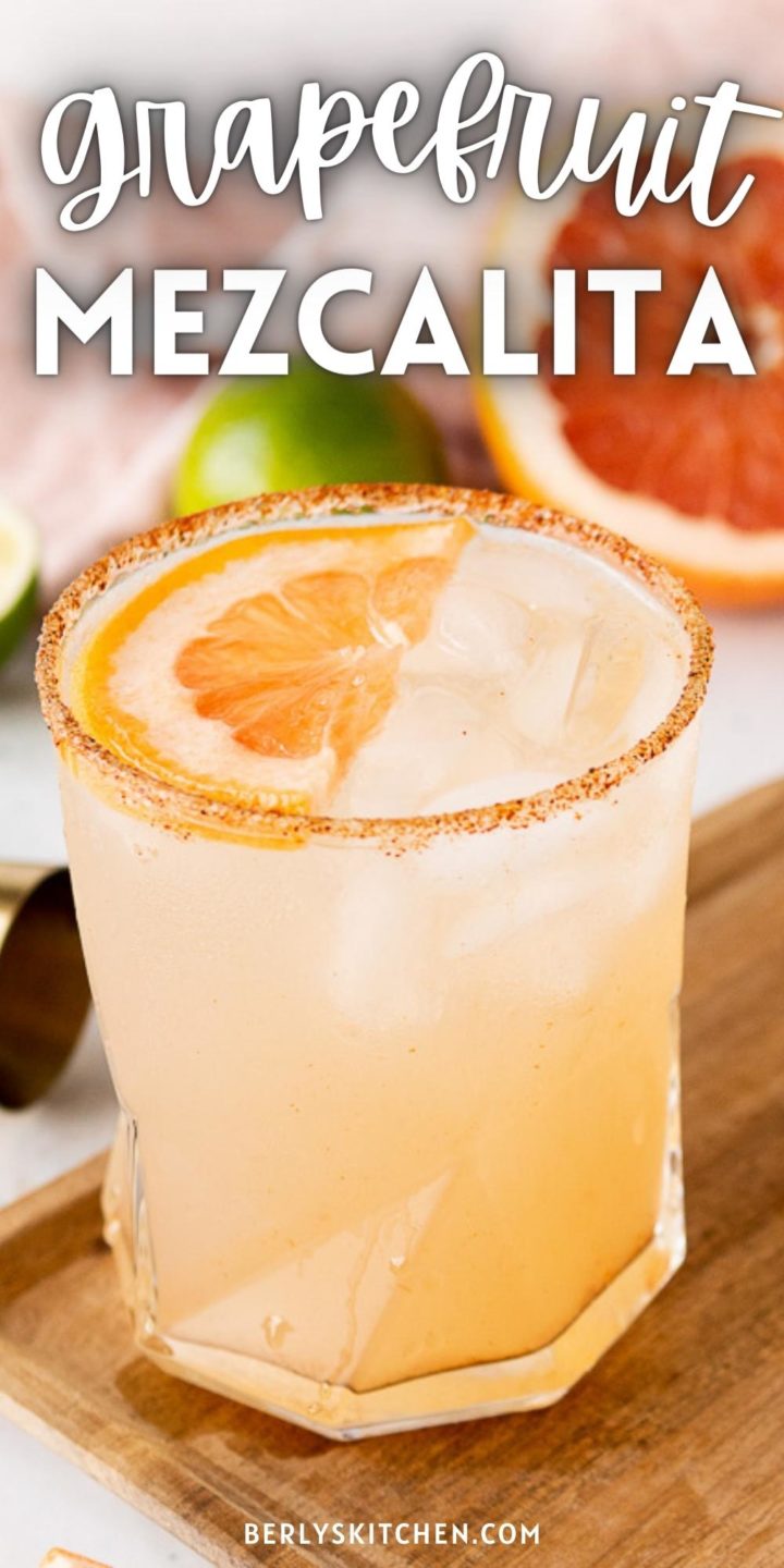 Close up photo of a grapefruit mezcalita.