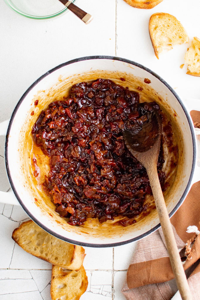 Jam cooking in a pan.