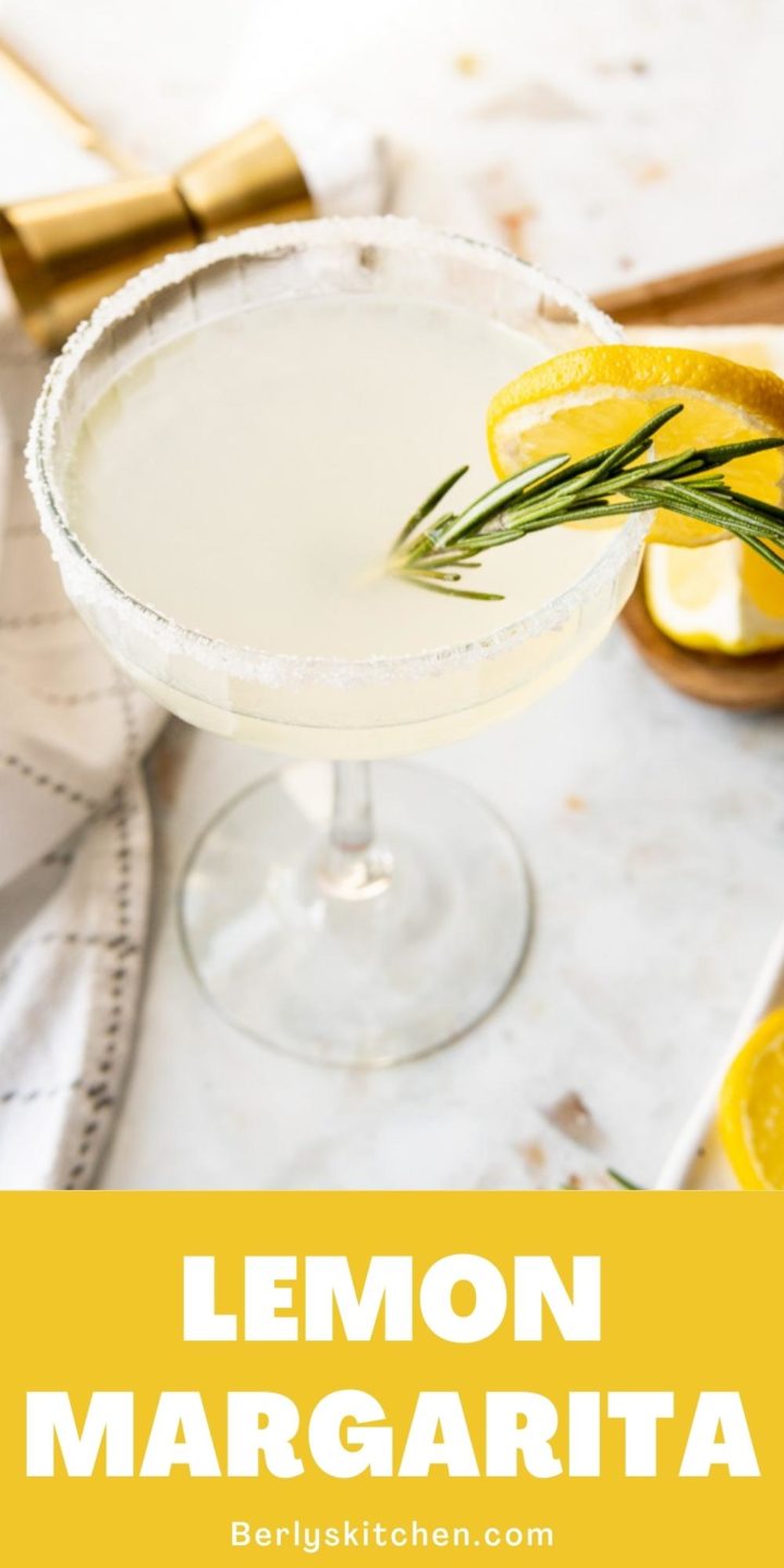 Top down view into a lemon margarita.