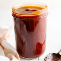 Jar of homemade bbq sauce.