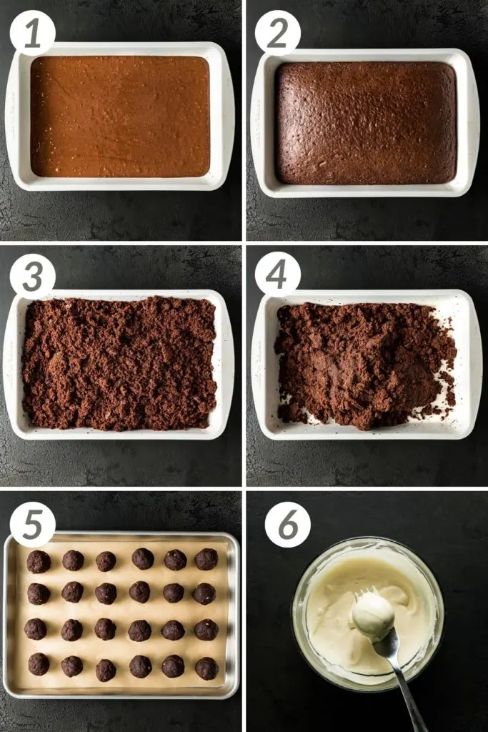 Collage showing how to make Halloween Truffles.