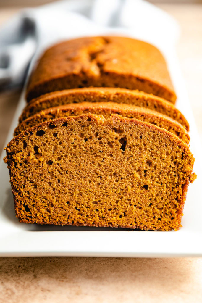 Side view of a loaf of fall bread.