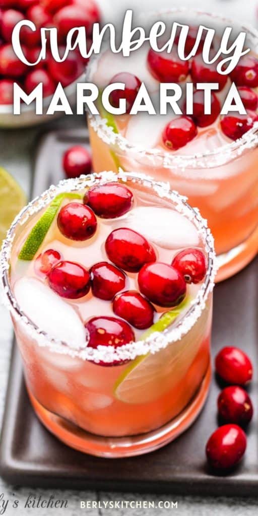 Two glasses of cranberry margaritas.