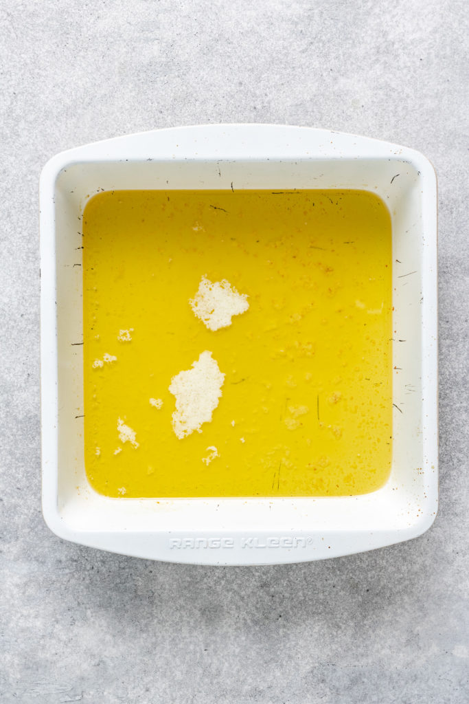 Melted butter in a pan.