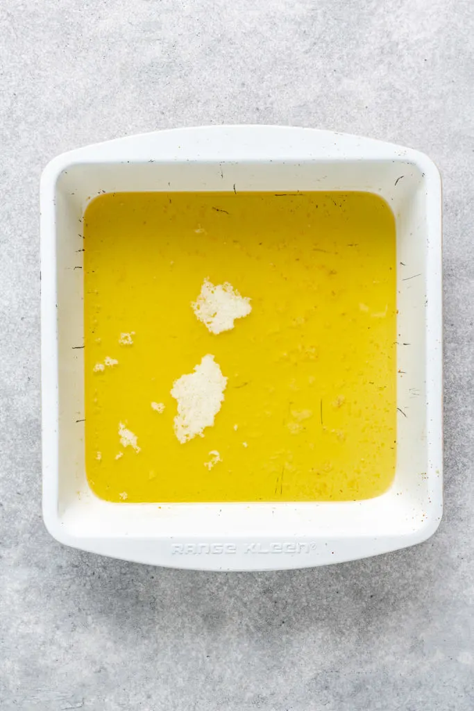 Melted butter in a pan.