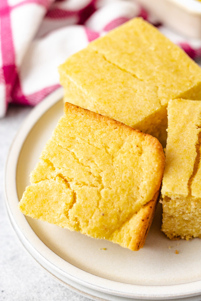 Plate full of southern cornbread.