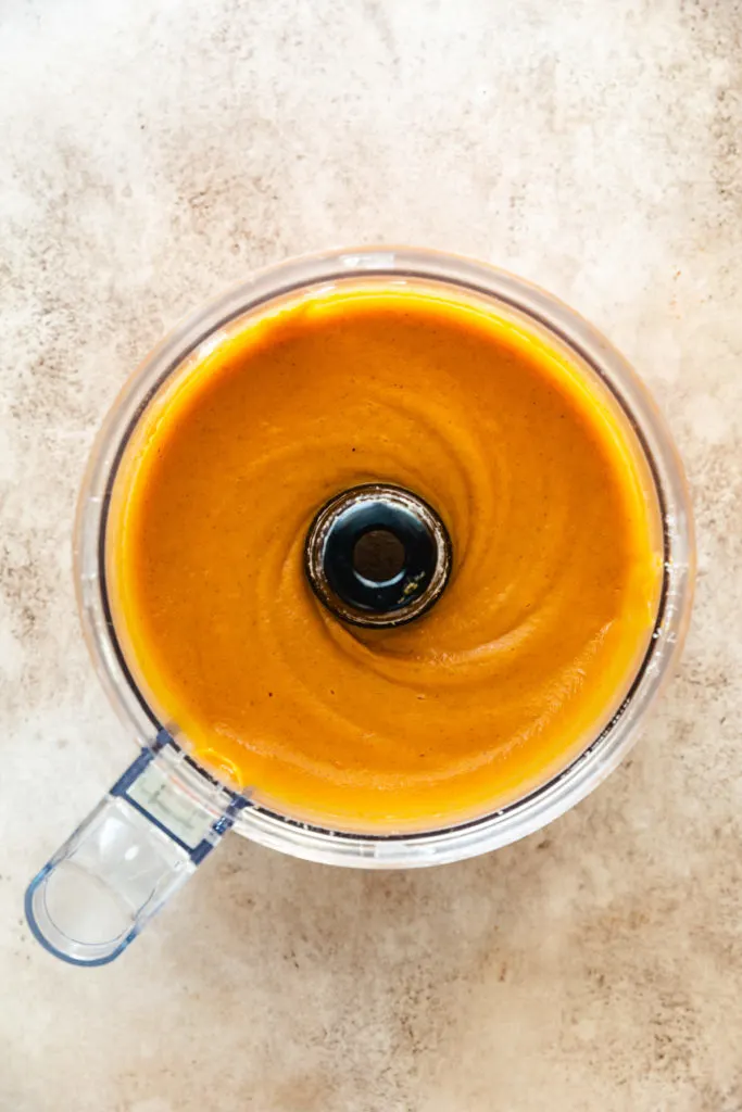 Pie filling in a food processor.