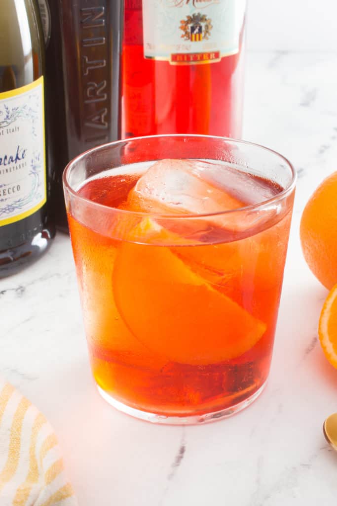 Negroni sbagliato in an old fashioned glass.