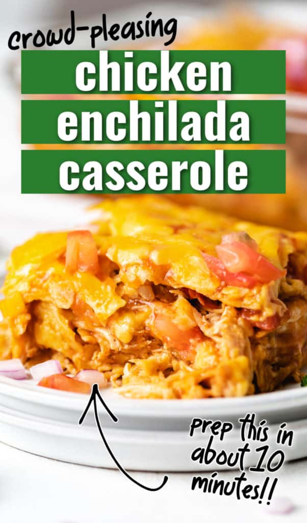 Slice of enchilada casserole on a plate.