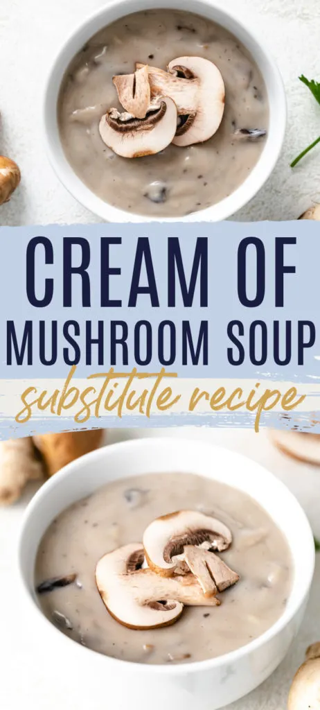 Collage of two photos of mushroom soup.