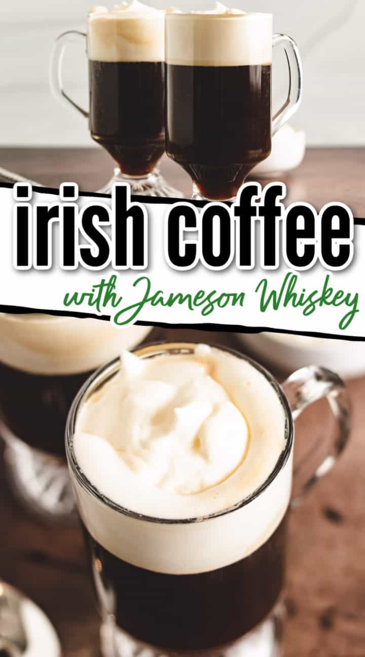 Collage showing two photos of irish coffee.