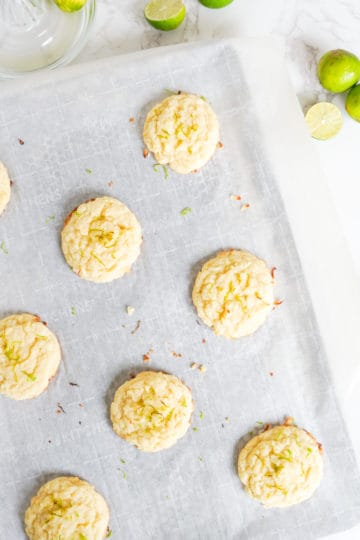 Baked cookies on parchment paper.