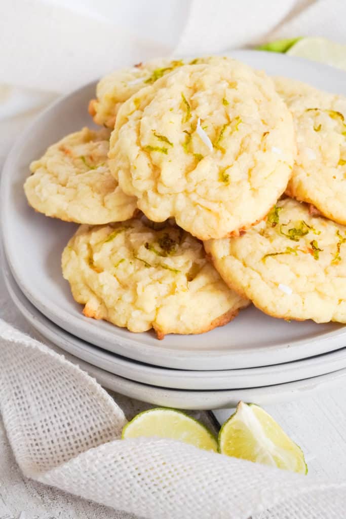 Plate of key lime coconut cookies.
